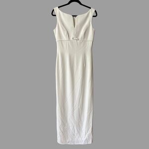 Watters and Watters White Sleeveless Fitted Full Modest V Neck Wedding Dress